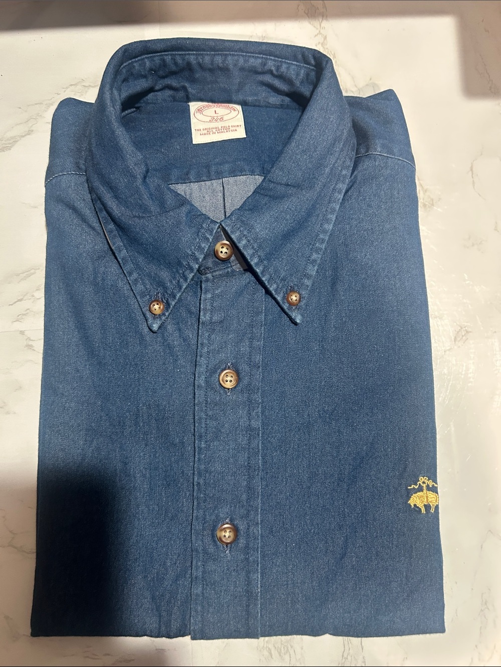 Brooks Brothers Blue Button-Down Denim Shirt - Classic Casual